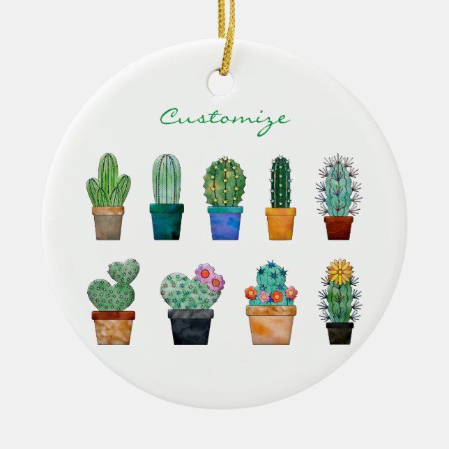 Assorted Cactus Plants Thunder_Cove Ceramic Ornament (Front)