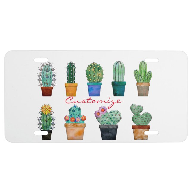 Assorted Cactus Plants Thunder_Cove License Plate (Front)