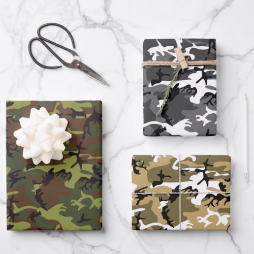 Assorted Camouflage Wrapping Paper Sheets