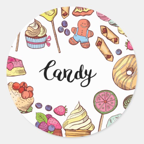 Assorted Candy Classic Round Sticker