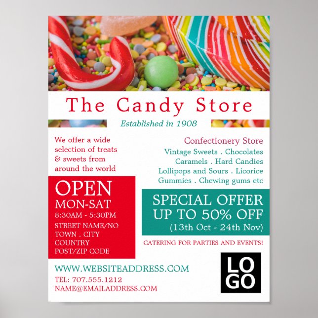Assorted Candy, Confectionery Supplies Advertising Poster (Front)