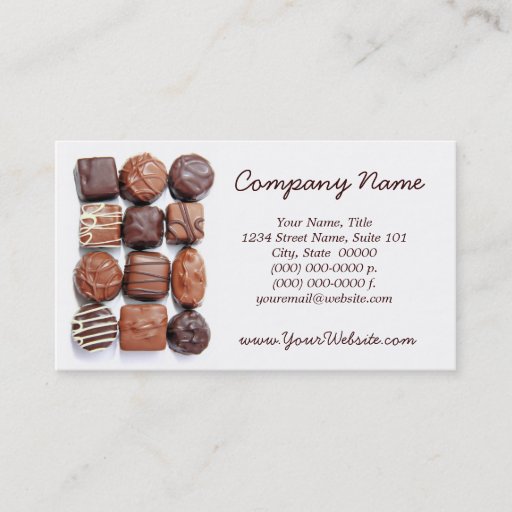 Customizable Assorted Chocolates Business Cards