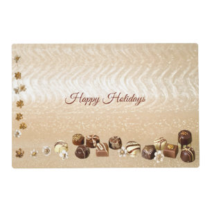 Assorted Chocolates with Decorative Flowers Paper Placemat