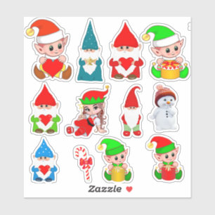 Assorted Christmas Gnomes, Elves & Snowman Sticker