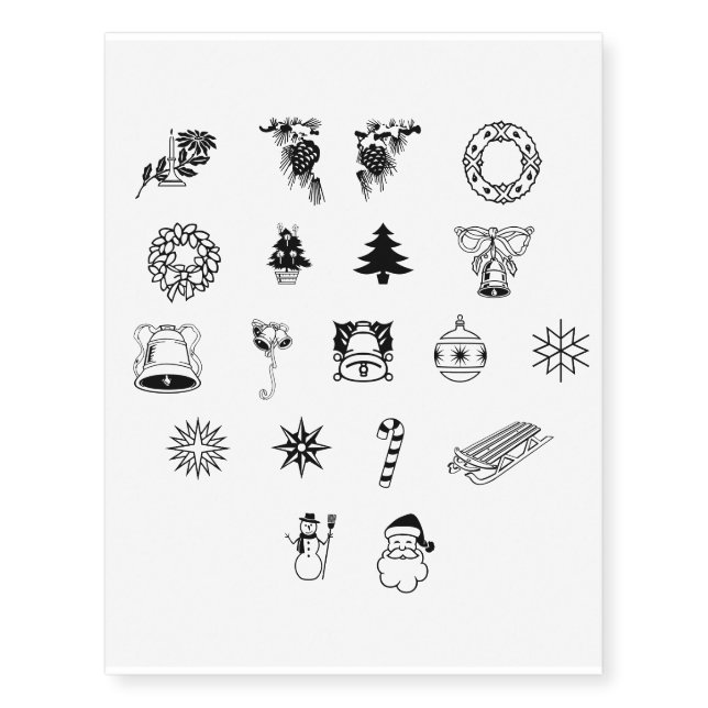 Assorted Christmas Image Temporary Tattoos (Front)