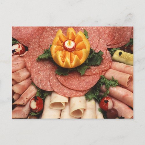 Assorted cold meats postcard