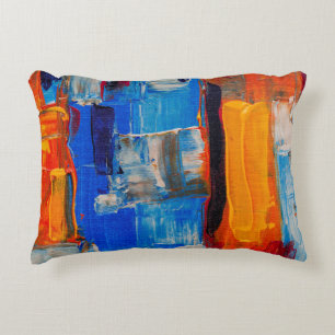 Assorted-color abstract painting accent pillow