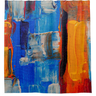 Assorted-color abstract painting shower curtain