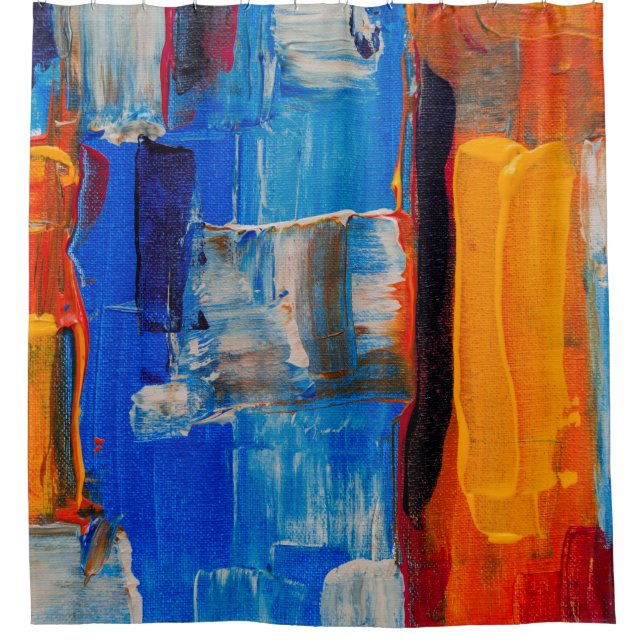 Assorted-color abstract painting shower curtain (Front)