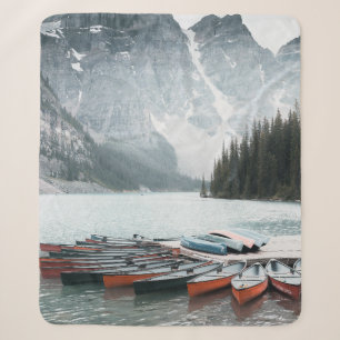 ASSORTED-COLOR BOATS ON BODY OF WATER SHERPA BLANKET