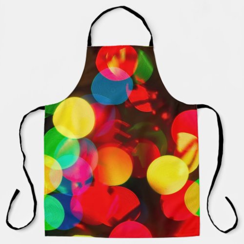 Assorted-color bokeh lights apron