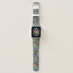 Assorted-color buildings painting apple watch band