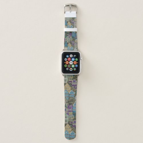Assorted_color buildings painting apple watch band