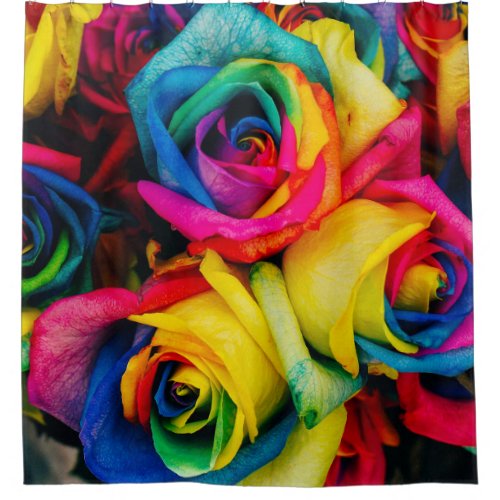 Assorted_color petaled flowers shower curtain