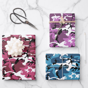 Assorted Colorful Camouflage Wrapping Paper Sheets