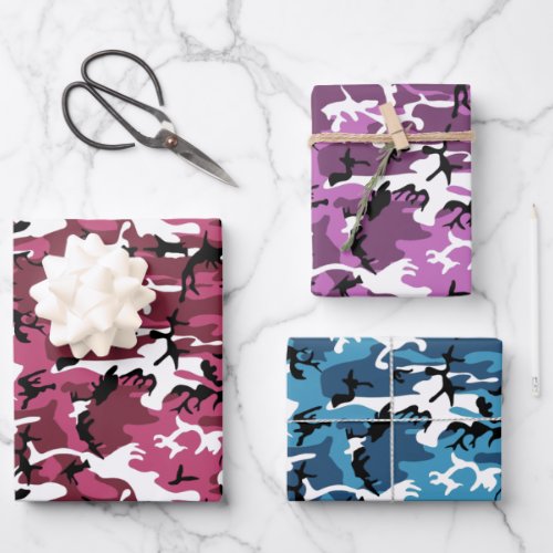 Assorted Colorful Camouflage Wrapping Paper Sheets