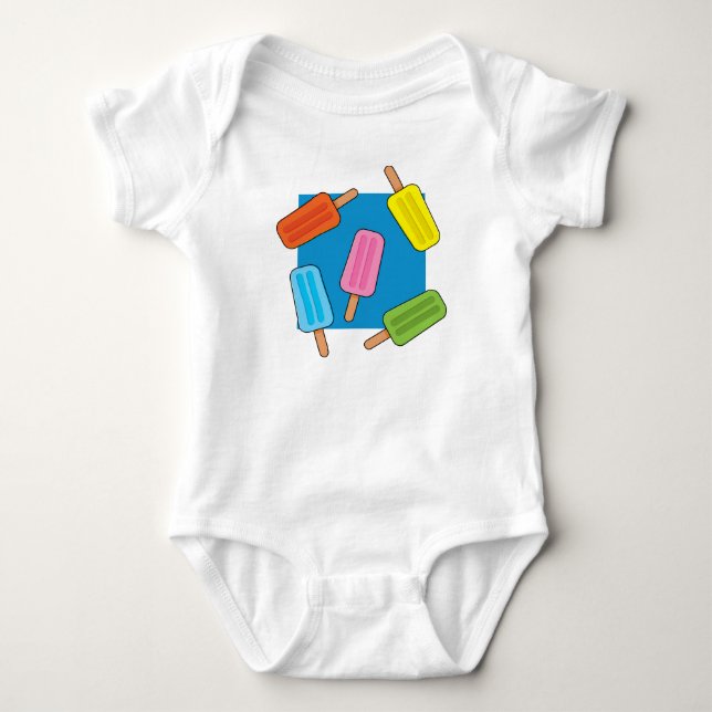 Assorted Colorful Popsicles Pattern Baby Bodysuit (Front)