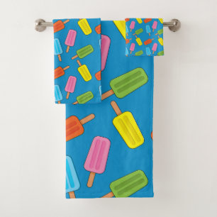 Assorted Colorful Popsicles Pattern Bath Towel Set