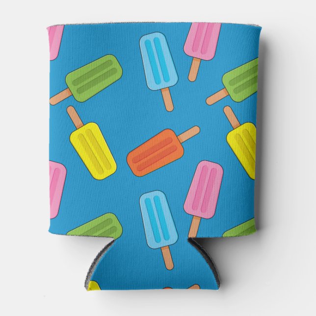 Assorted Colorful Popsicles Pattern Can Cooler (Front)