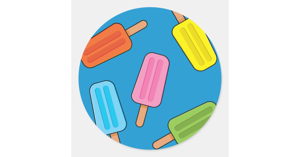 Assorted Colorful Popsicles Pattern Classic Round Sticker | Zazzle
