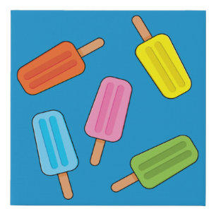 Assorted Colorful Popsicles Pattern Faux Canvas Print