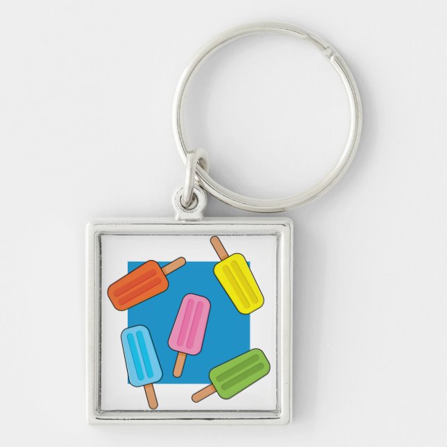 Assorted Colorful Popsicles Pattern Keychain (Front)