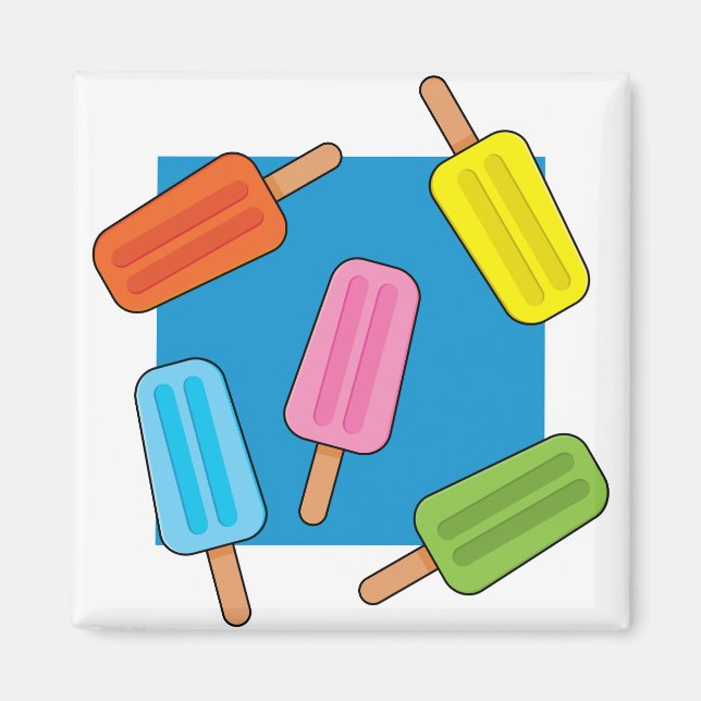 Assorted Colorful Popsicles Pattern Magnet (Front)