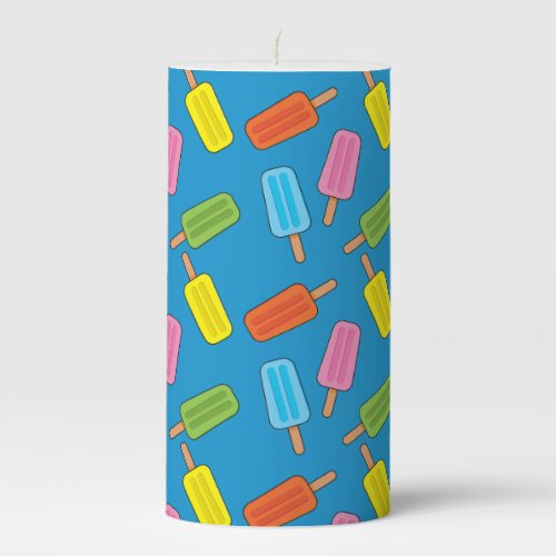 Assorted Colorful Popsicles Pattern Pillar Candle