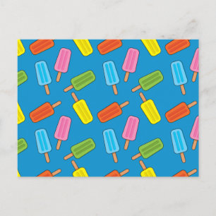Assorted Colorful Popsicles Pattern Postcard