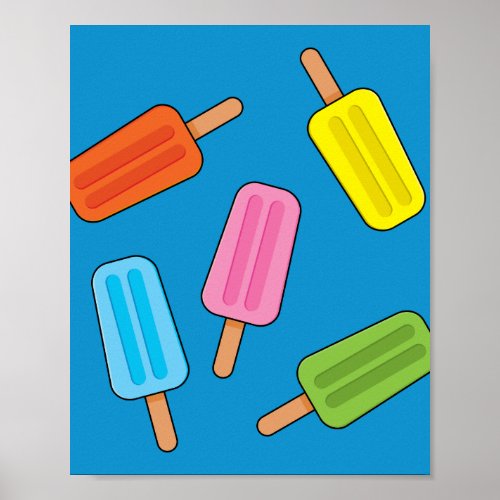 Assorted Colorful Popsicles Pattern Poster