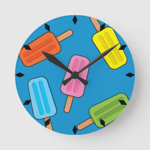 Assorted Colorful Popsicles Pattern Round Clock
