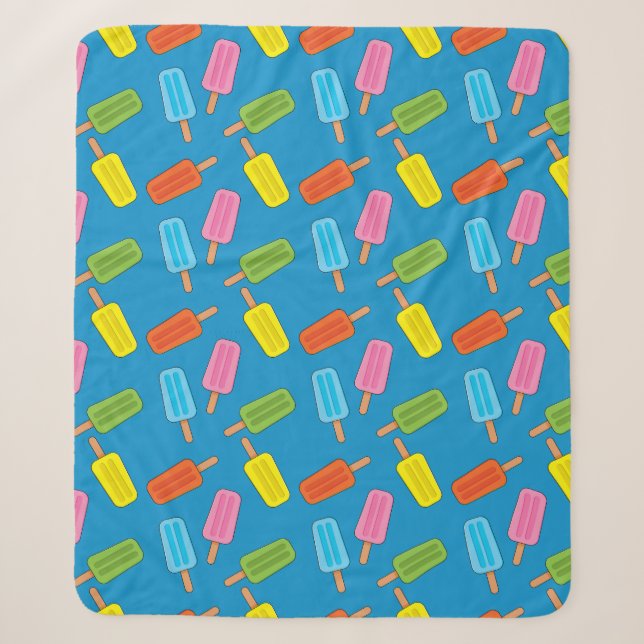 Assorted Colorful Popsicles Pattern Sherpa Blanket (Front)