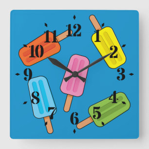 Assorted Colorful Popsicles Pattern Square Wall Clock