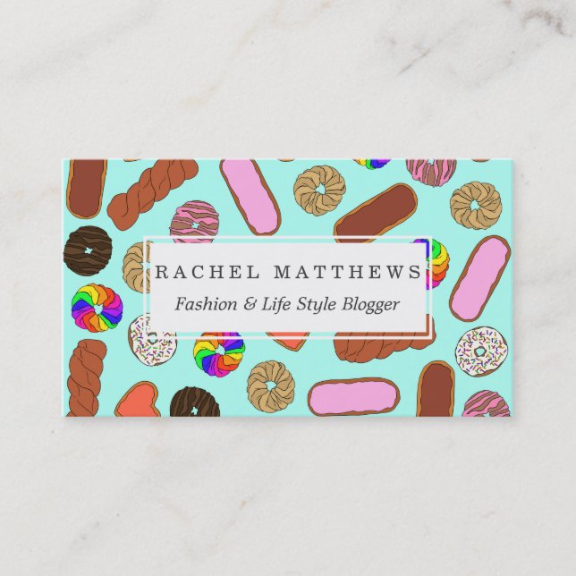 Assorted Cute Breakfast Foodie Donuts Business Card (Front)
