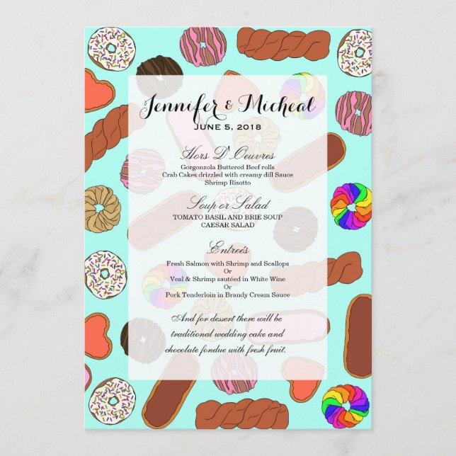 Assorted Cute Breakfast Foodie Donuts Menu (Front)