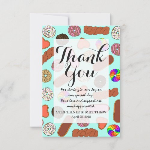 Assorted Cute Breakfast Foodie Donuts Thank You Card