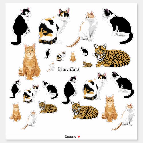 Assorted Cute Cats Lg Sticker Set