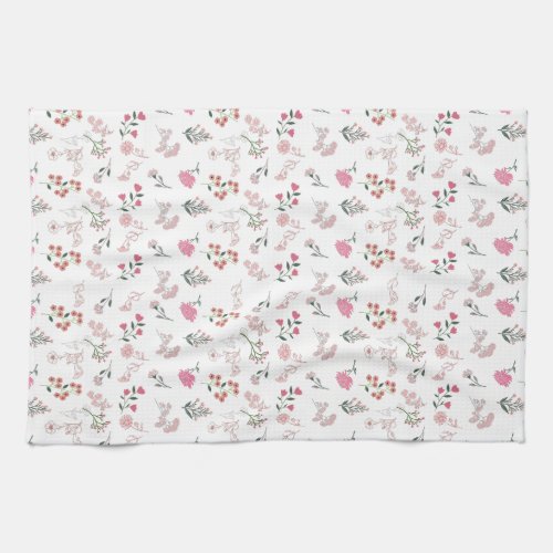 Assorted Delicate Flower in Pattern Kitchen Towels