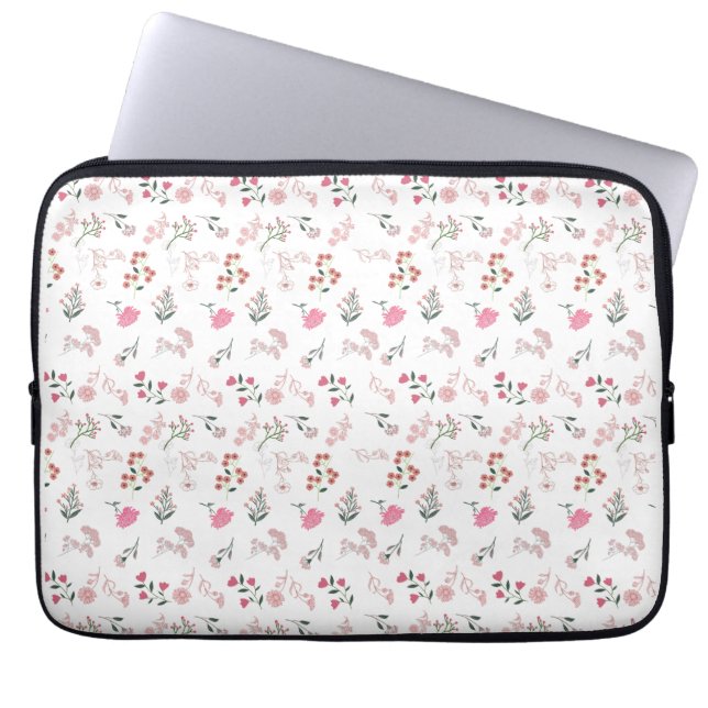 Assorted Delicate Flowers in Pattern Print Laptop Sleeve (Front)