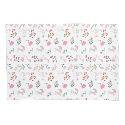 Assorted Delicate Flowers in Pattern Print Pillow Case