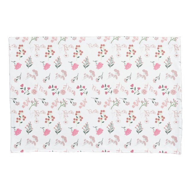 Assorted Delicate Flowers in Pattern Print Pillow Case (Front)
