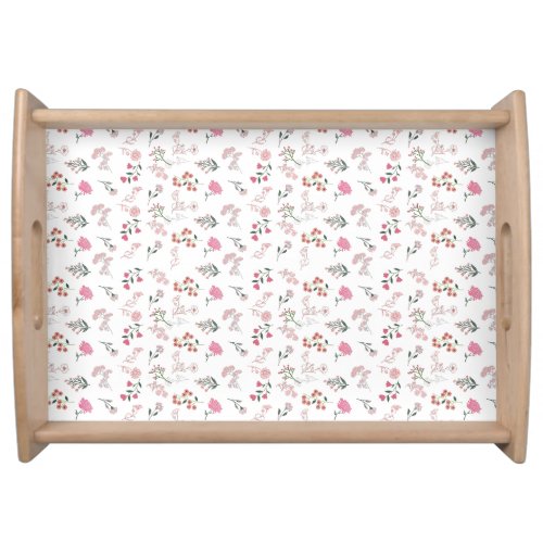  Assorted Delicate Flowers in Pattern Print Serving Tray