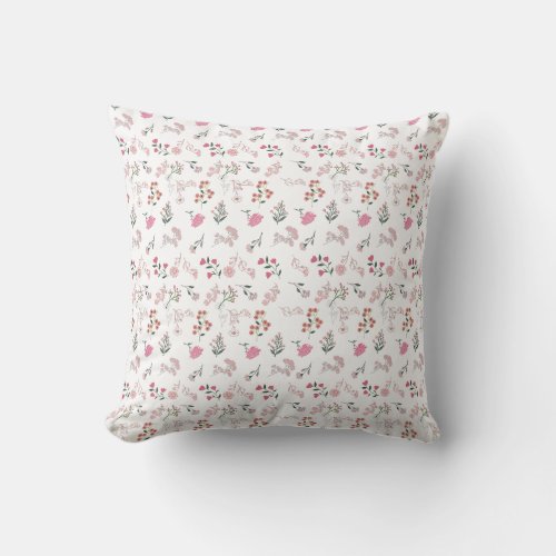 Assorted Delicate Flowers in Pattern Print Throw Pillow