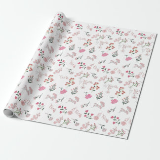 Assorted Delicate Flowers in Pattern Print Wrapping Paper