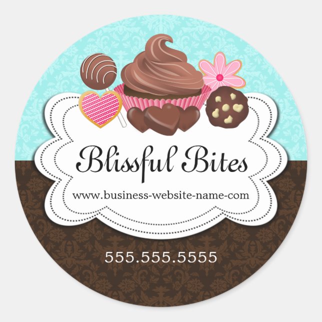 Assorted Desserts Bakery Packaging Classic Round Sticker (Front)