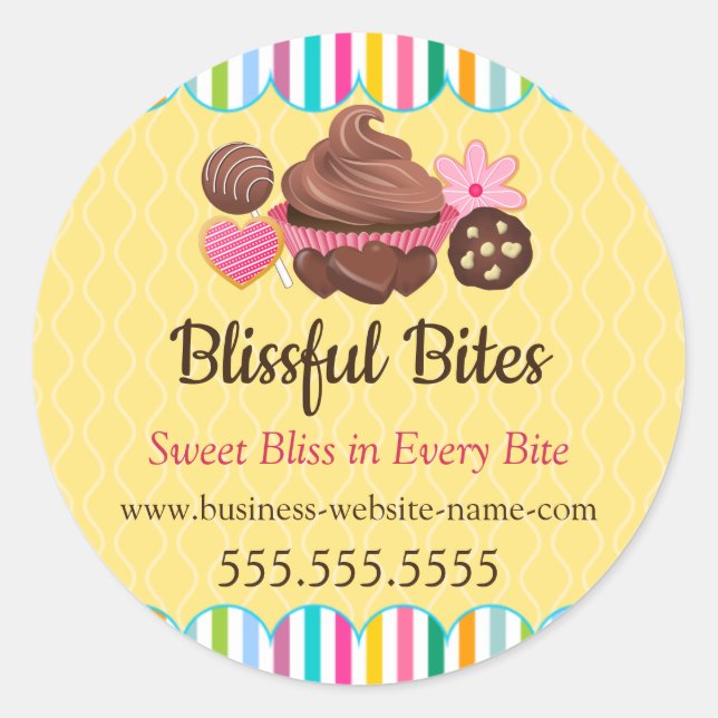 Assorted Desserts Bakery Packaing Classic Round Sticker (Front)