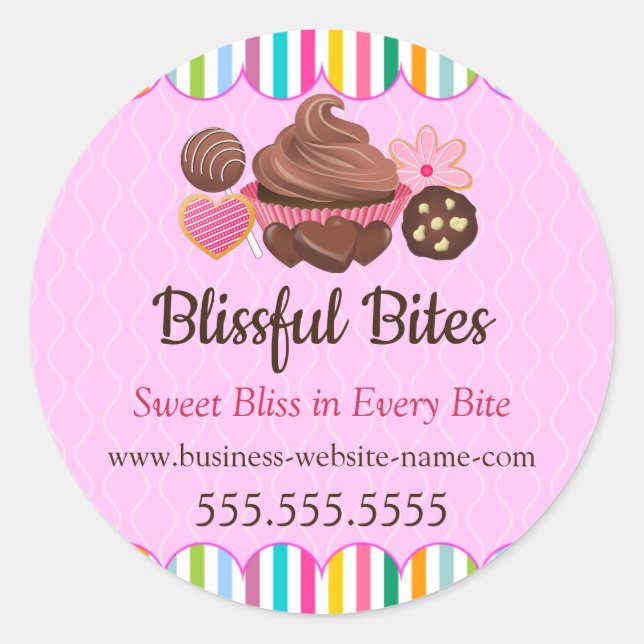 Assorted Desserts Bakery Packaing Classic Round Sticker (Front)