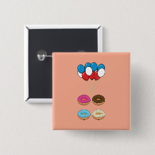 Assorted Donuts and Balloons Button