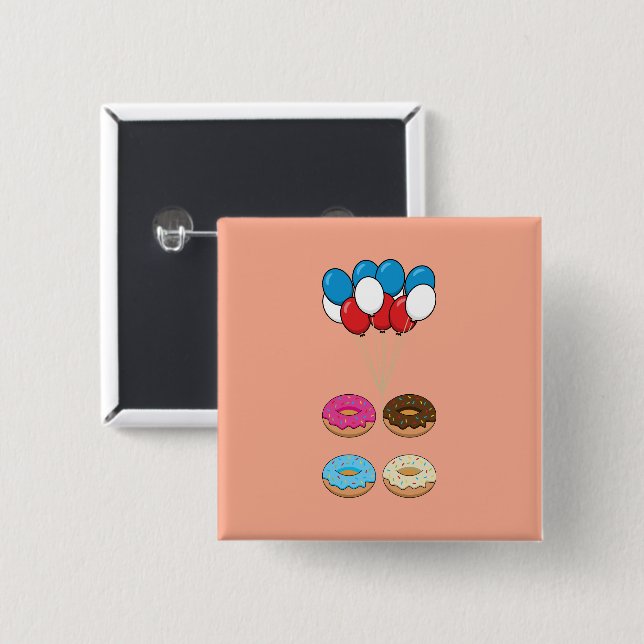 Assorted Donuts and Balloons Button (Front & Back)
