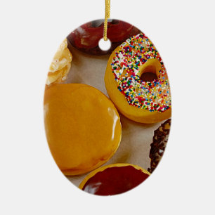 Assorted donuts ceramic ornament